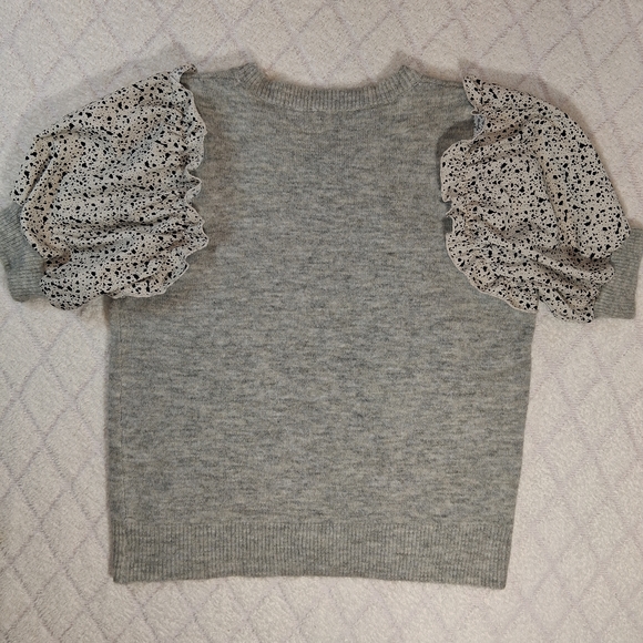 THML Gray Sweater with Patterned Ruffle Sleeves - Picture 7 of 7